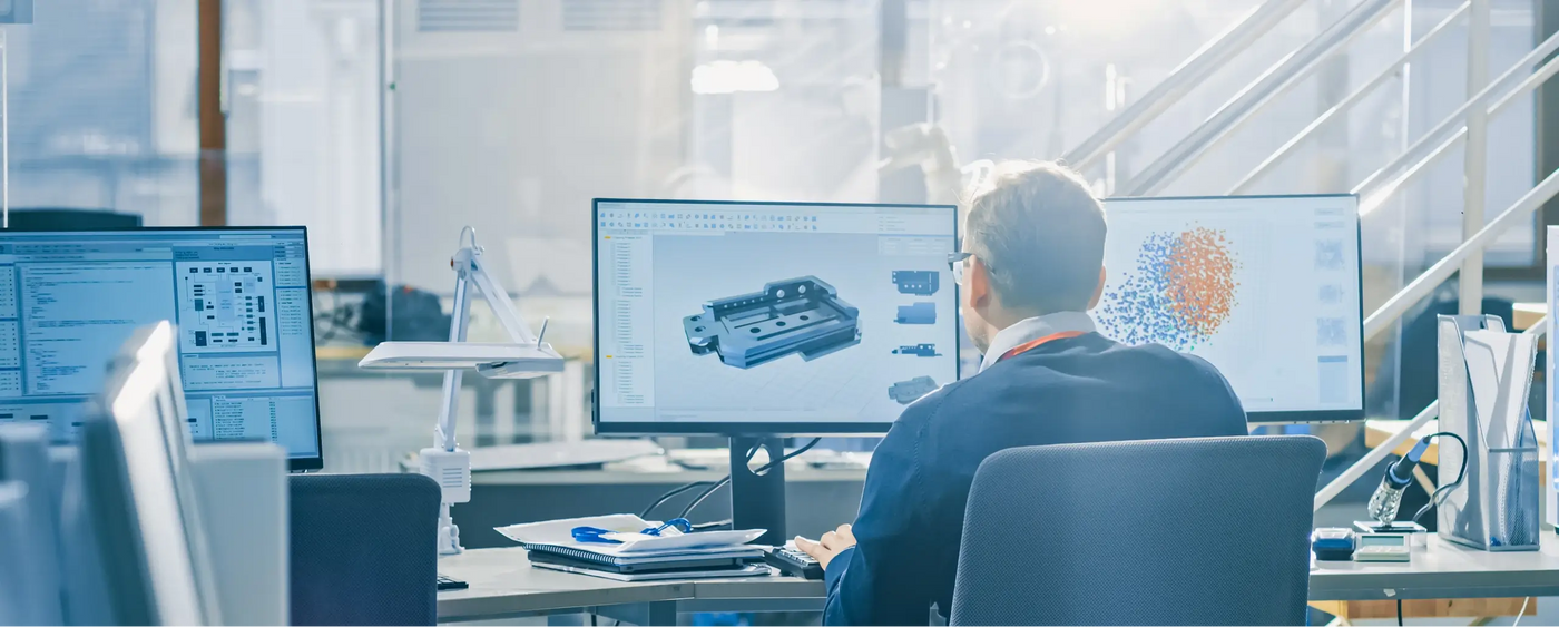 Ingeniør der designer et metalemne i CAD-software